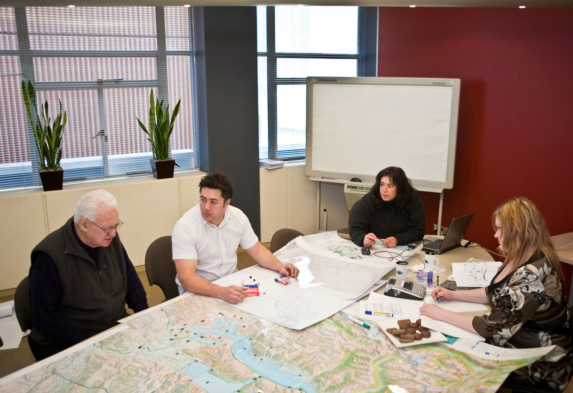 <p>One of the earliest cultural mapping hui held at Te Waipounamu House mapping sites of cultural significance on topographic maps. From left to right: Trevor Howse, Takerei Norton, Huia Pacey, Sophie McGregor. <em>Te Rūnanga o Ngāi Tahu Collection, Ngāi Tahu Archive, 2017-027</em></p>
<p> </p> <p>One of the earliest cultural mapping hui held at Te Waipounamu House mapping sites of cultural significance on topographic maps. From left to right: Trevor Howse, Takerei Norton, Huia Pacey, Sophie McGregor. <em>Te Rūnanga o Ngāi Tahu Collection, Ngāi Tahu Archive, 2017-027</em></p>
<p> </p>